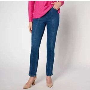 Isaac Mizrahi Live Knit Denim Straight-Leg Ankle Jeans-Dk Indigo-24WT-A628412